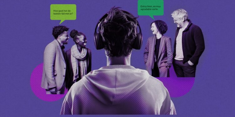 A new AI translation system for headphones clones multiple voices simultaneously