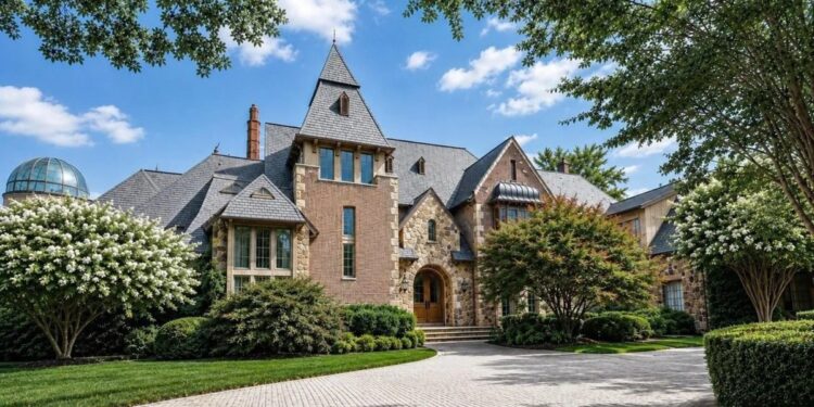 ‘Magnificent’ $7.2 Million Stone Manor Boasts Beautiful 2-Story Library